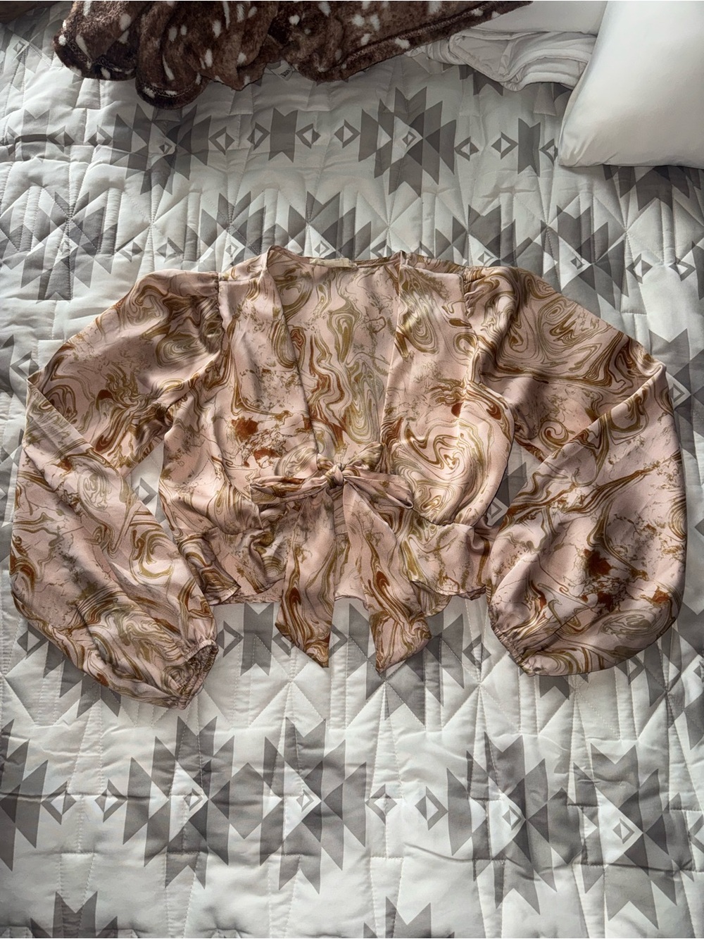Endless Blu LANE201 Marble Tie Front Top